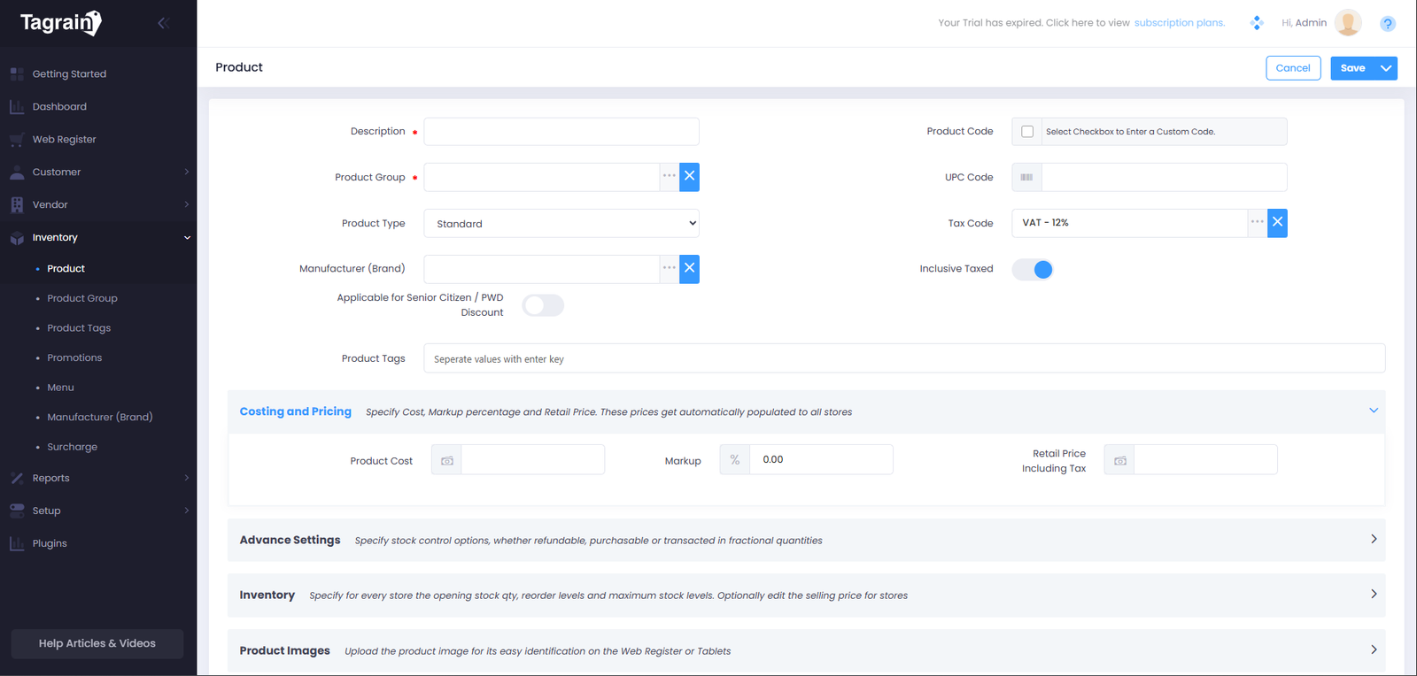 Add Vendor - Step 1